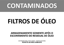 Placa com identificação para recipiente coletor para filtros de óleo